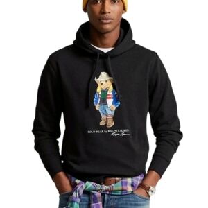 Polo Ralph Lauren Black Cowboy Teddy Bear Hoodie Men's XL